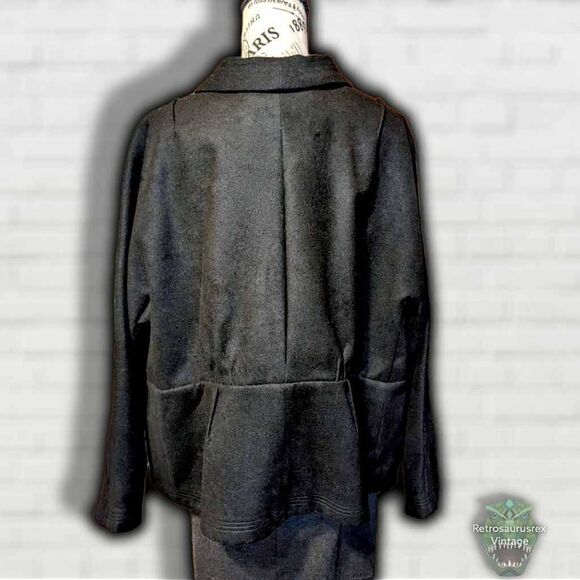 Pamela Dennis Private Client Professional Twee Black Peplum Blazer Peacoat Jacke - Picture 2 of 5